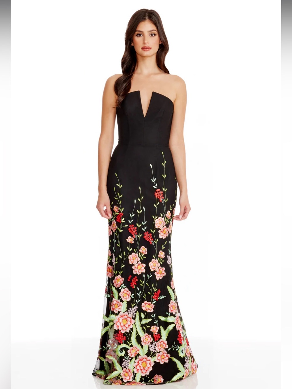NWT Dress The Population Fernanda Floral Embroidered Mermaid Gown Size Large